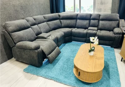 Salon d'Angle 2 Relax Électriques LED Gris Titanium Dakota (sans Haut Parleur)