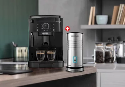 Pack Expresso Broyeur Café Magnifica S Black Delonghi (ECAM12.121.B) + Mousseur à Lait Électrique 115ml sans Fil Power Latte Spume 4000 Cecotec (1519)