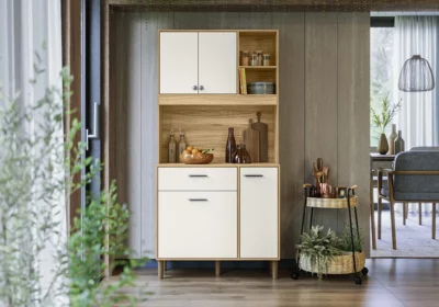 Buffet de Cuisine 4 Portes 1 Tiroir Evora Rustique / Blanc Erva Doce