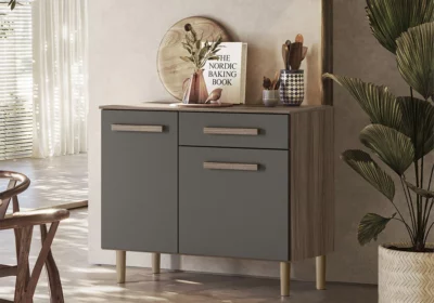 Buffet Bas 2 Portes 1 Tiroir Evora Rustique / Gris Lemon