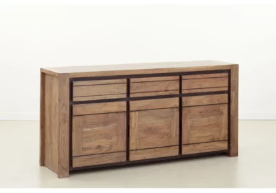Buffet Bas 3 Portes 3 Tiroirs Sweden Bois d'Acacia Votre Magasin de Meuble et Électroménager à La Réunion !