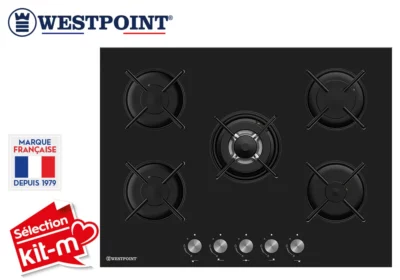 Plaque de Cuisson Vitrée 5 Feux Gaz 70cm Westpoint (WGUC-75024.BGF)