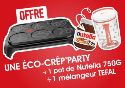 Crêpière Eco Crep'Party Tefal (PY55E810) + 1 Pot de Nutella 750gr +1 Mélangeur Tefal