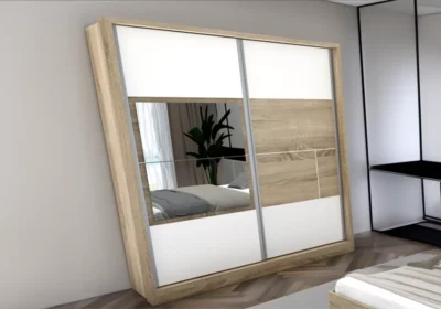 Armoire 2 Portes Coulissantes avec Miroir (Collection Miami)