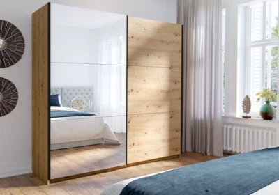 Armoire 2 Portes Coulissantes avec Miroir Arsala