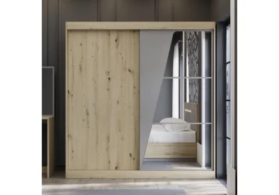 Armoire 2 Portes Coulissantes avec Miroir (Collection Floris)