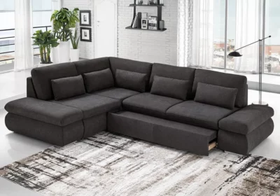 Salon d'Angle Convertible Noir Zante