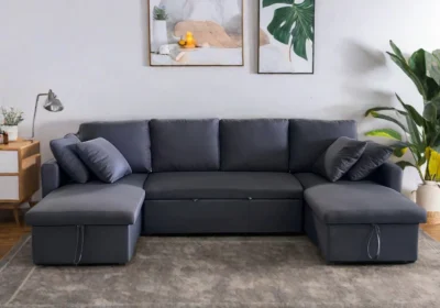 Salon d'Angle Convertible Gris Nora