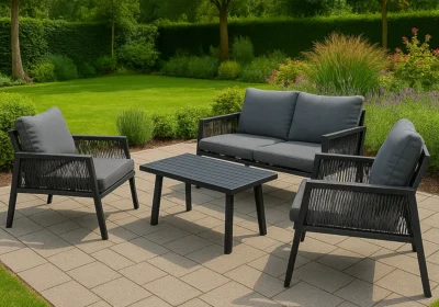 Salon Canapé 2 Places avec 2 Fauteuils et Table Basse Valeria