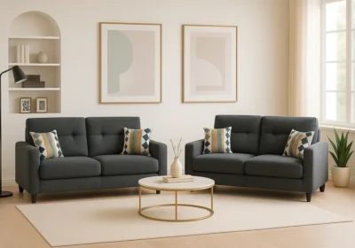 Salon 3 Places +2 Places Gris Foncé Sily Classiques Votre Magasin de Meuble et Électroménager à La Réunion !