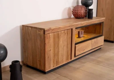 Meuble TV 1 Porte 2 Tiroirs avec LED (Collection Paris)