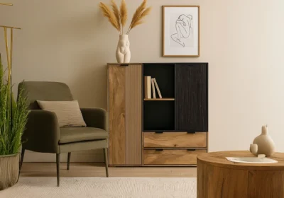 Bahut Bas 2 Portes 2 Tiroirs avec LED (Collection Hudson) Bois de Manguier Votre Magasin de Meuble et Électroménager à La Réunion !