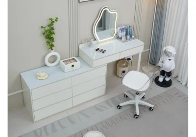 Coiffeuse LED 8 Tiroirs avec Fauteuil Mavy Armoires, Commodes & Chevets Votre Magasin de Meuble et Électroménager à La Réunion !
