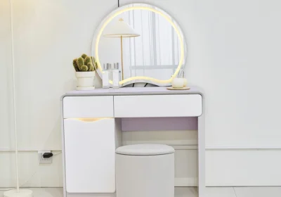 Coiffeuse LED 5 Tiroirs avec Pouf Lime Armoires, Commodes & Chevets Votre Magasin de Meuble et Électroménager à La Réunion ! 5 Coiffeuse LED 2 Tiroirs 1 porte avec Pouf Lime