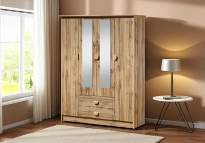 Armoire 2 Portes avec Miroir (Collection Carry) Armoires, Commodes & Chevets Votre Magasin de Meuble et Électroménager à La Réunion ! 5 Armoire 4 Portes 2 Tiroirs avec Miroir (Collection Carry)