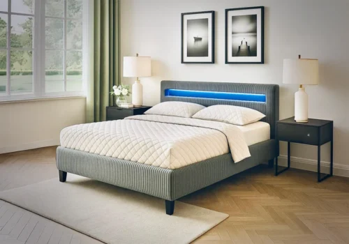 Lit LED 140x190cm Gris Chambres à Coucher Chambres à Coucher