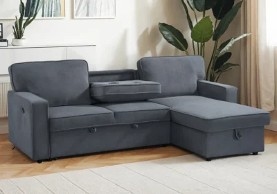 Salon d’Angle Convertible Gris Borny Angles Votre Magasin de Meuble et Électroménager à La Réunion !