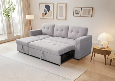 Salon d'Angle Convertible Réversible Gris Dormy