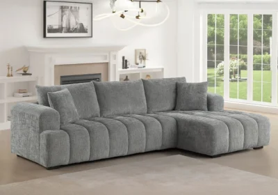 Salon d&rsquo;Angle Moderne LAURA Gris Angles Votre Magasin de Meuble et Électroménager à La Réunion !