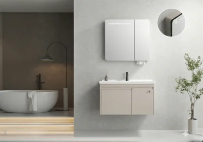 Ensemble Salle de Bain avec Meuble sous Lavabo et Miroir LED RIVIA 80CM Meubles Votre Magasin de Meuble et Électroménager à La Réunion !