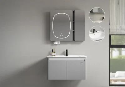 Ensemble Salle de Bain avec Meuble sous Lavabo et Miroir Désembuage LED FICO 80cm Meubles Votre Magasin de Meuble et Électroménager à La Réunion !