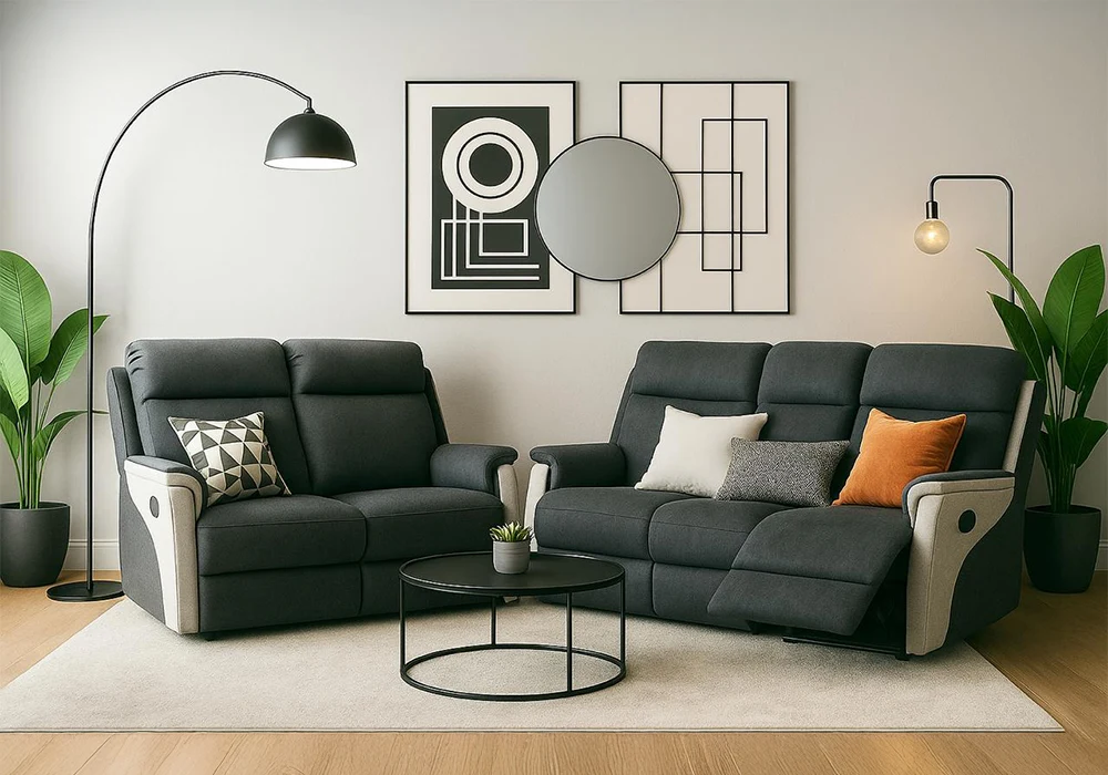 Salon 3 Places +2 Places avec 4 Relax Manuels Noir/Gris Clair Relaxation Votre Magasin de Meuble et Électroménager à La Réunion ! 6 Salon 3 Places +2 Places avec 4 Relax Manuels Noir/Gris Clair Relaxation Votre Magasin de Meuble et Électroménager à La Réunion ! 6