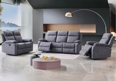 Canapé 3 Places avec 2 relax Électriques + Canapé 2 Places avec 2 Relax Manuels Carly Relaxation Votre Magasin de Meuble et Électroménager à La Réunion !