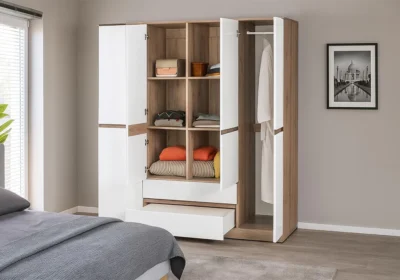 Armoire 4 Portes 2 Tiroirs Santorini Armoires, Commodes & Chevets Votre Magasin de Meuble et Électroménager à La Réunion !