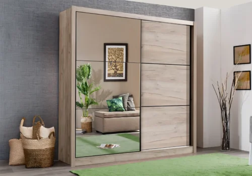 Armoire 2 Portes Coulissantes avec Miroir Navara OG 213cm Armoires, Commodes & Chevets Votre Magasin de Meuble et Électroménager à La Réunion !