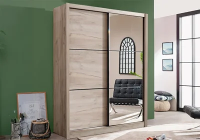Armoire 2 Portes Coulissantes avec Miroir Navara 165cm
