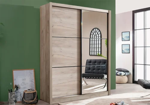 Armoire 2 Portes Coulissantes avec Miroir Navara 165cm Armoires, Commodes & Chevets Votre Magasin de Meuble et Électroménager à La Réunion !