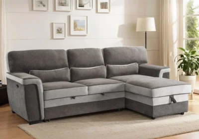 Salon D'angle Convertible Réversible ELSA Marron