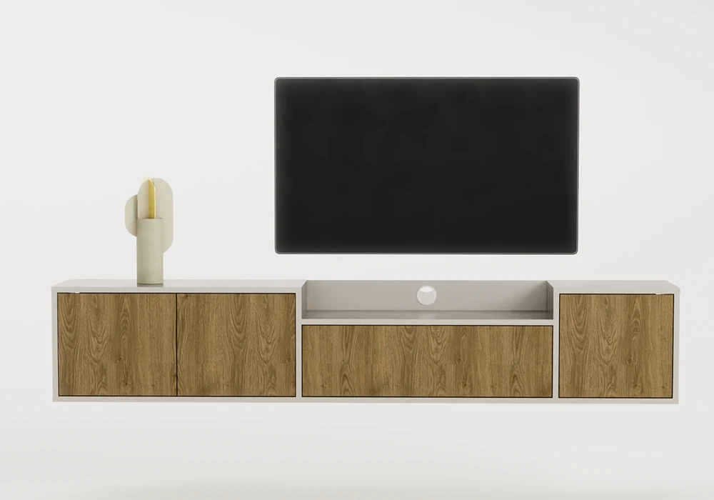 Meuble TV Suspendu 3 Portes 200CM (COLLECTION PINELLA ) Les Meubles TV Votre Magasin de Meuble et Électroménager à La Réunion !