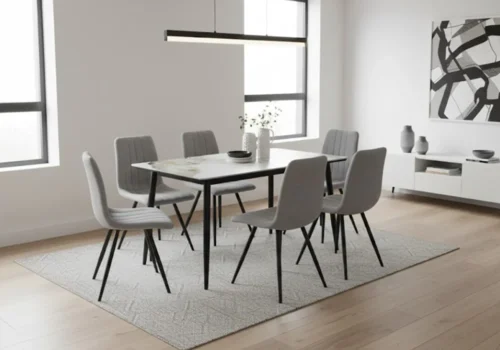 Ensemble Table à Manger avec 6 Chaises MEDERA Chaises Votre Magasin de Meuble et Électroménager à La Réunion !