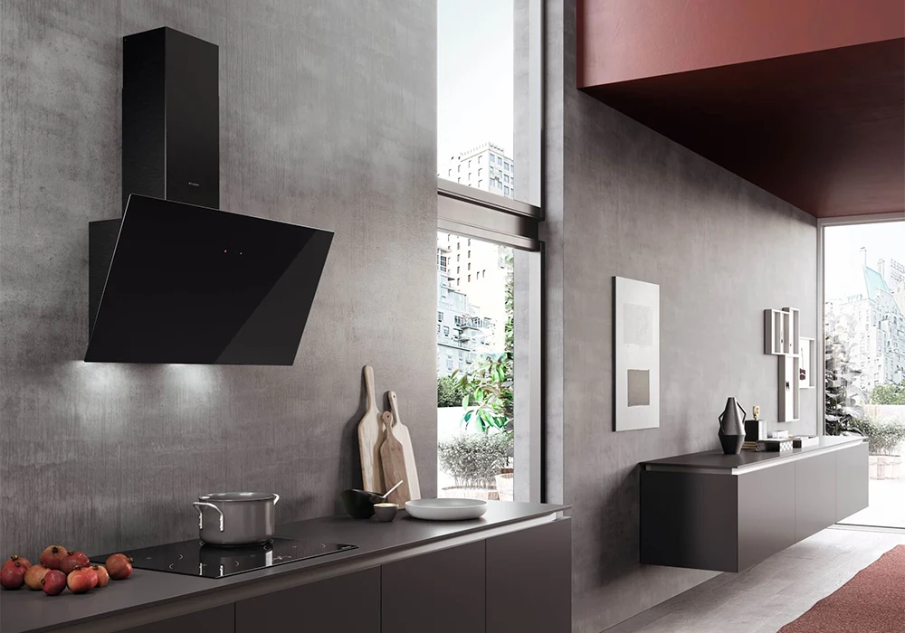 Hotte Murale Inclinée Vitrée 90cm (VRT900) Cuisson Votre Magasin de Meuble et Électroménager à La Réunion !