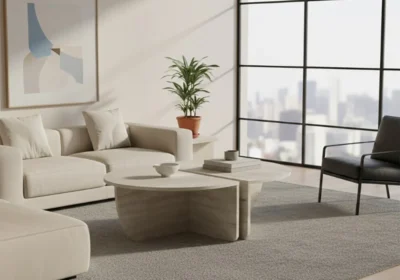 Set 2 Tables de Salon CLARIE TRAVERTINE