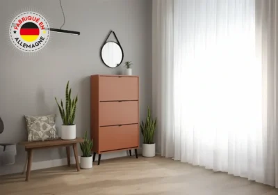 Meuble Chaussures 3 Abattants Terracotta (COLLECTION VIGO) Meubles Votre Magasin de Meuble et Électroménager à La Réunion !