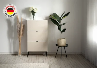 Meuble Chaussures 3 Abattants Beige (COLLECTION VIGO) Meubles Votre Magasin de Meuble et Électroménager à La Réunion !