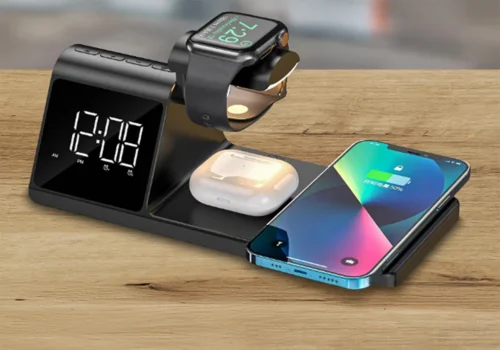 Station de Charge Sans Fil 3en1 avec Horloge (W3042) Accessoires Votre Magasin de Meuble et Électroménager à La Réunion !