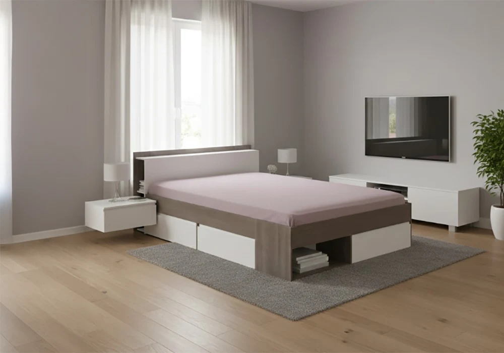 Lit avec Tiroirs 160×200 MOST Noyer/Blanc Armoires, Commodes & Chevets Votre Magasin de Meuble et Électroménager à La Réunion ! 6 Lit avec Tiroirs 160×200 MOST Noyer/Blanc Armoires, Commodes & Chevets Votre Magasin de Meuble et Électroménager à La Réunion ! 6