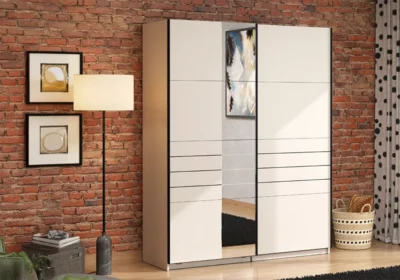 Armoire 2 Portes Coulissantes avec Miroir Veymont 145cm