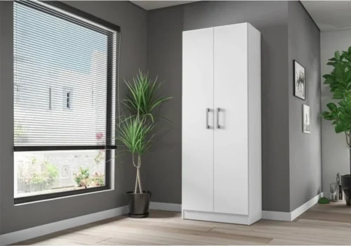 Armoire ANDY 2 Portes Blanc Armoires, Commodes & Chevets Votre Magasin de Meuble et Électroménager à La Réunion !