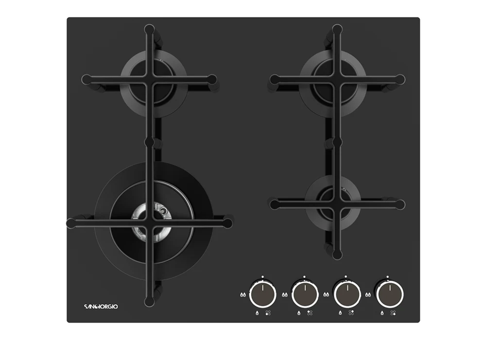 Plaque de Cuisson 4 Feux Verre Noir SANGIORGIO SGGGH3C631BG Cuisson Votre Magasin de Meuble et Électroménager à La Réunion !