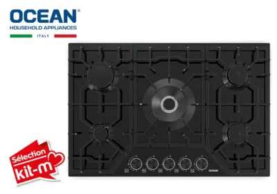 Plaque de Cuisson 5 Feux Verre Noir OCEAN OCGGHC741BGCE