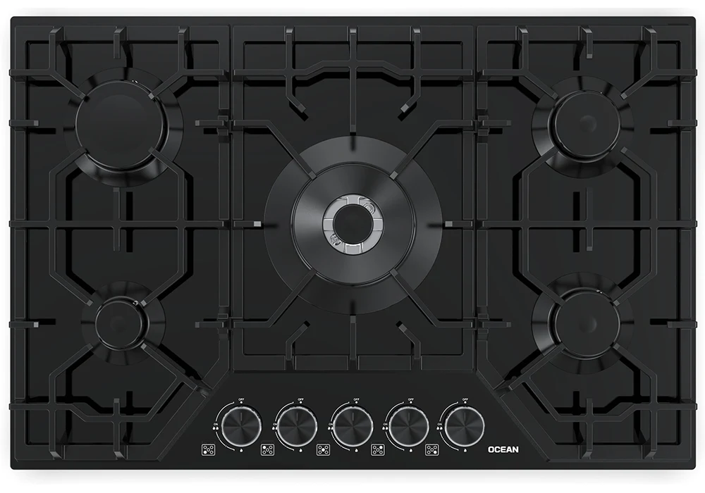 Plaque de Cuisson 5 Feux Verre Noir OCEAN OCGGHC741BGCE Cuisson Votre Magasin de Meuble et Électroménager à La Réunion !