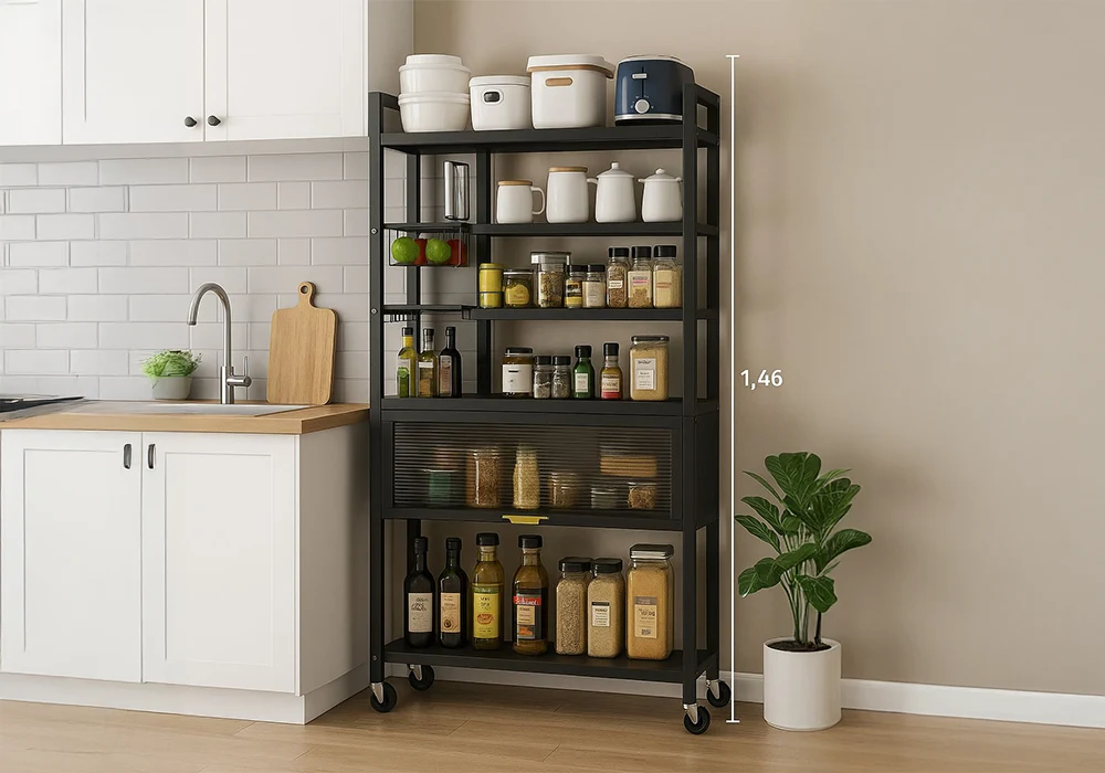 Meuble de Rangement Cuisine sur Roulettes en Métal 1 Porte CANYO Cuisine Votre Magasin de Meuble et Électroménager à La Réunion !