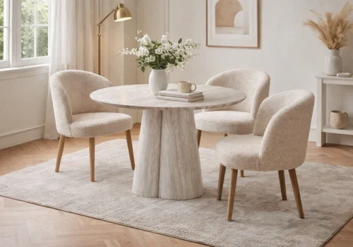 Table à Manger Ronde PIETRA Beige Salles à Manger Votre Magasin de Meuble et Électroménager à La Réunion !
