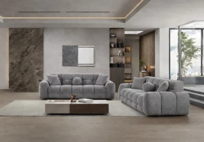 Salon Canapé 3 Places + Canapé 2 Places CAMILIA Gris