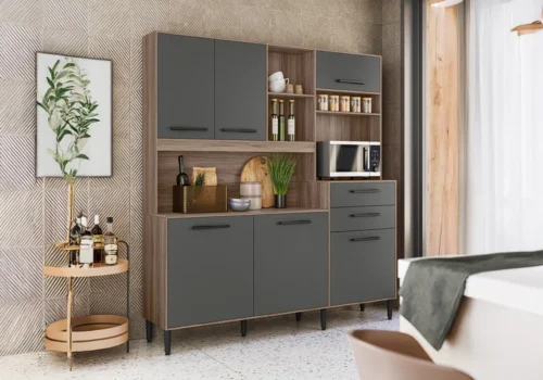 Buffet de Cuisine 6 Portes 2 Tiroirs Salsa Gris Ensembles Cuisine Votre Magasin de Meuble et Électroménager à La Réunion !