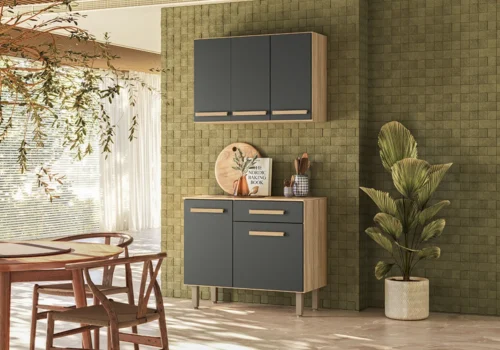 Ensemble Cuisine Combo Freijo Merisier/ Gris Ensembles Cuisine Votre Magasin de Meuble et Électroménager à La Réunion !